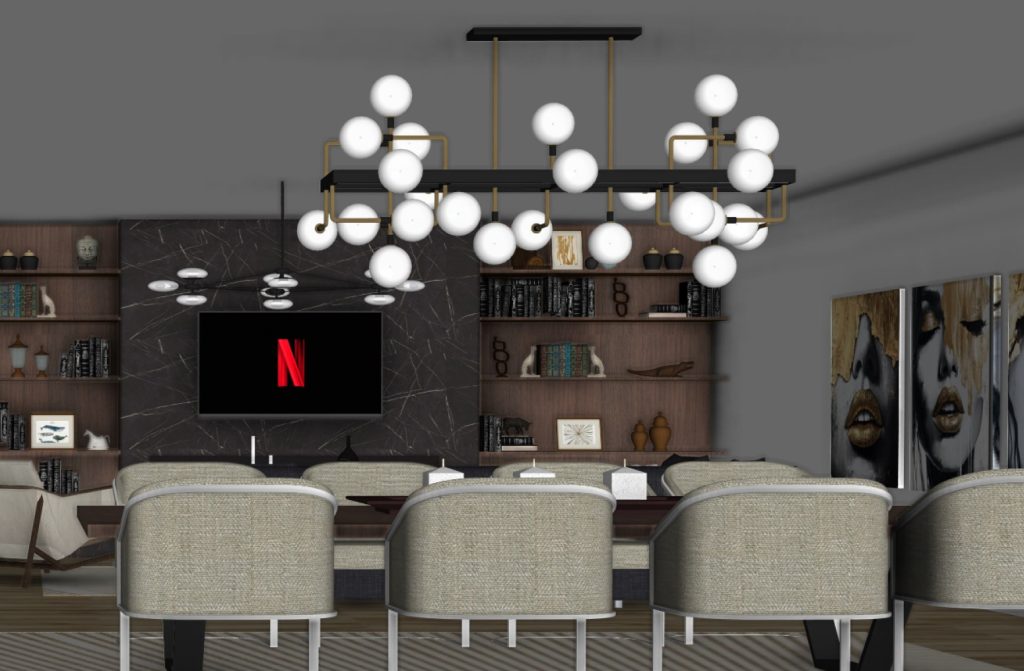 Black and green dizajn enterijera